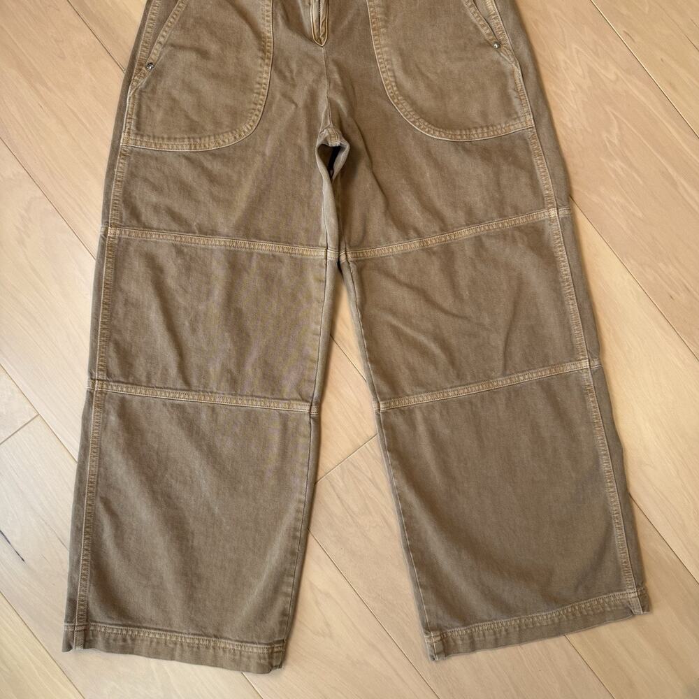 Gap Sandy Liang Low Rise Utility Pants Women's 10 Tan Brown Double Knee Baggy - Picture 4 of 11